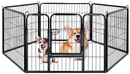 Panana Dog Playpen Heavy Duty Dog Pet Puppy Pen Cat Rabbit Fence Foldable Indoor/Outdoor Enclosure Run Cage (6 Panel, 80 x 60cm)