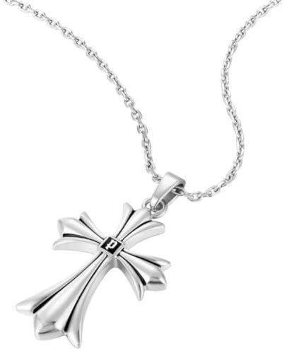 Police Herren Halskette Grace IV aus Edelstahl teilweise geschwärzt, mit Kreuz-Anhänger, 50 cm größenverstellbar, PEAGN0009201