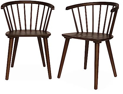 Alice's Home - Lot de 2 chaises Noyer à barreaux en Bois et contreplaqué. Paula. L 51 x P 53 x H 75cm
