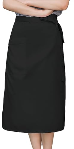 Vita Grembiule, 68 * 70cm Unisex Chef Grembiule Impermeabile, Cuoco Grembiule con Tasche, Mezzo Regolabili Grembiuli Cucina, Grembiule da Uomo e Donna per Cameriere Ristorante Bar