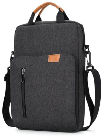 jooeer Funda Portatil 14 Pulgadas Bolsa Ordenador con Bandolera para 14” MacBook Pro M4/M3/M2/M1 2024-2021 Chromebook Notebook, Protector PC de Poliéster Impermeable con Bolsillo, Gris Oscuro