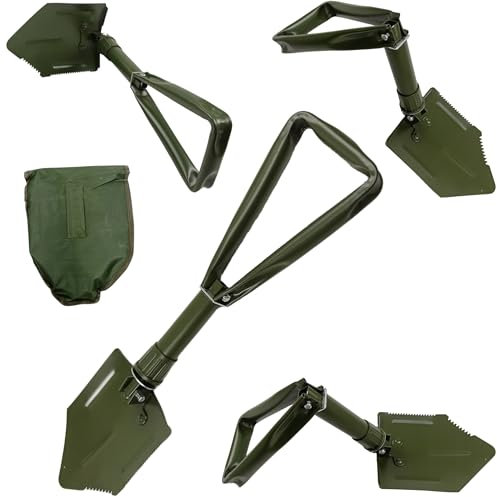 Anwicar Klappspaten Olive 58x16 cm - Gartenschaufel Spaten- Schaufel mit Schneide- und Hackfunktion - Handschaufel - Handschaufel Metall - Offroad Zubehör
