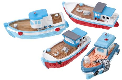 MUSISALY 4stücke Miniatur Fischerboote Resin Mediterranes Design Für Garten Und Dekoration Zufällige Für Kreative Dekoideen