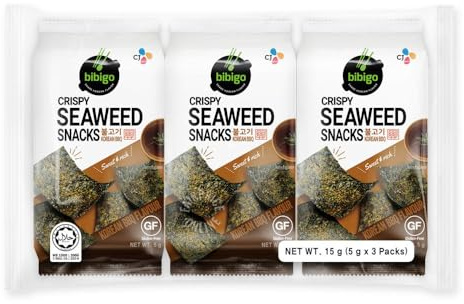 CJ Bibigo Korean Style Crispy Seaweed Snacks BBQ Flavour (5g*3Pack) 15g