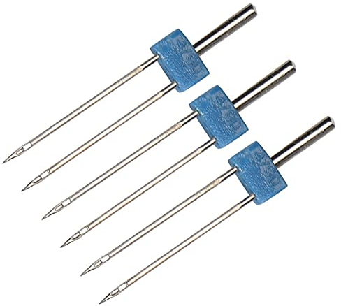 Rankomu Accesorios de costura de acero inoxidable, agujas dobles, paquete de 3, 4 mm, accesorios para máquina de coser para enhebrar y enganchar puntadas