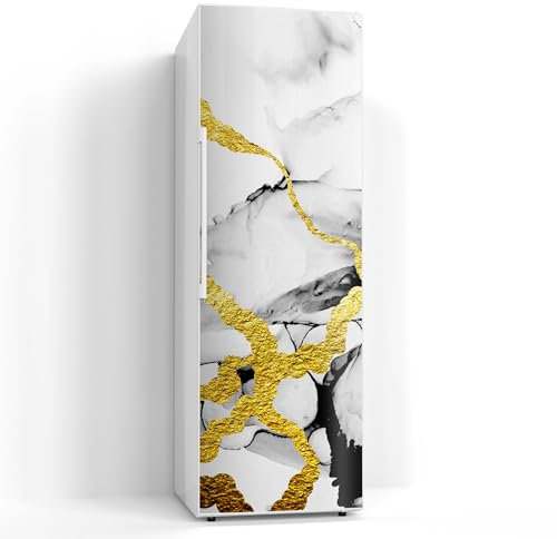 DEQORI Magnetfolie für Kühlschrank 60x180 cm | Motiv Goldene Adern | dekorative Magnetmatte Gefrierschrank Schutz | Magnet Deko-Folie selbstklebend, magnetisch & wasserabweisend