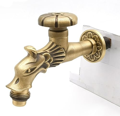 SXWYLZ Wasserhahn 1/2 Zoll Garten Antik Outdoor Wasserhahn Wandmontage Wasserhahn Außen Messing Wetterhahn für Garten Wasserhahn Außen Frostsicher