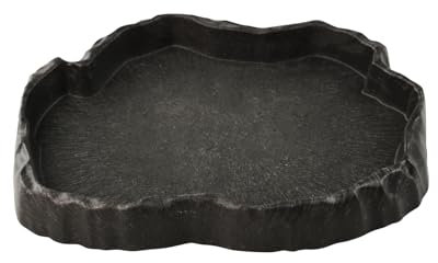Reptilien Wasserschale, Reptilien Futterstation Harzfelsen Reptilienfutter und Wasser-Futternapf, Reptile Rock Feeder Bowl Schildkröte Eidechse Harz Water Bowl Reptile Terrarium Food Dish (M)