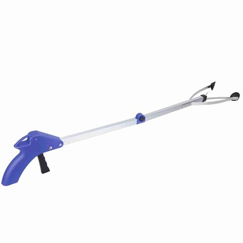 Cornesty Müllsammler, Zusammenklappbares Müllgreifer-Werkzeug, Verlängert die Reichweite von Gartenblättern, Abfallsammeln zu Hause, Roter Griff 16,9 Zoll, Blauer Griff 31,5 Zoll (Blauer