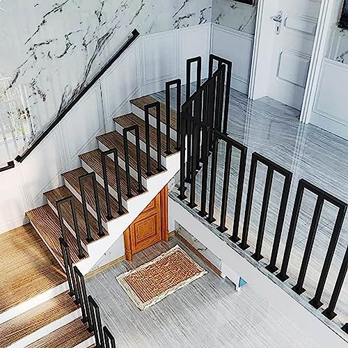 Moderne ringhiere per scale in ferro nero con design antiscivolo per la sicurezza interna ed esterna di villa guardrail a forma di U (90 cm)
