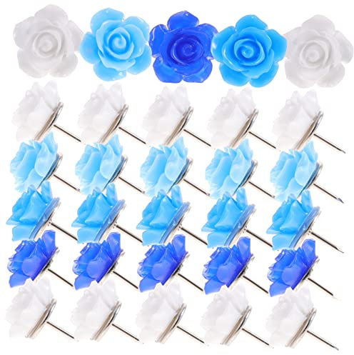 OFFSCH 30stücke Bunte Pushpins Hochwertigem Resin Für Pinnwände Bürobedarf Und -projekte Dekorative Austauschbare Reißzwecken Im Blumen-Design Für Notizen Und Bilder
