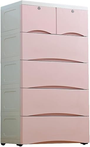 SHANYAYALI Aufbewahrungsschrank, Spind, Kindergarderobe, große Kapazität, Schubladentyp, mehrschichtiger Kunststoff, geeignet für Wohnzimmer, Schlafzimmer, Kinderzimmer (Rosa, 4 Ebenen)