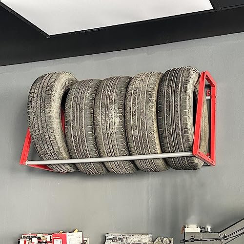 Reifenregal zum Aufhängen an der Wand, Reifenaufbewahrungsregal, verstellbares Reifenregal aus Metall mit Beschlägen, robuster Felgenreifenregalhalter zur Wandmontage für die Garage
