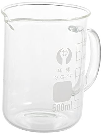 Cabilock Vaso Graduado Taza Medidora De 500 Ml De Vidrio Asa Para Cocina y Laboratorio