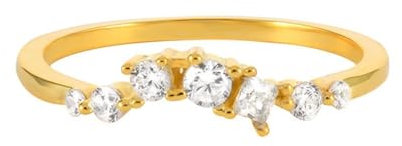 Mesnt 14K Gelbgold Damen Goldring 585 Echtgold mit Rund Glänzend Moissanit, Größe 63 (20.1), XGZ18565