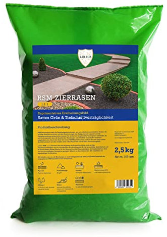 Linsor RSM 1.1.1 Zierrasen, 2,5kg für 40m², Englischer Rasen, Tiefschnitt geeignet, Regel Saatgut Mischung, alle Standorte