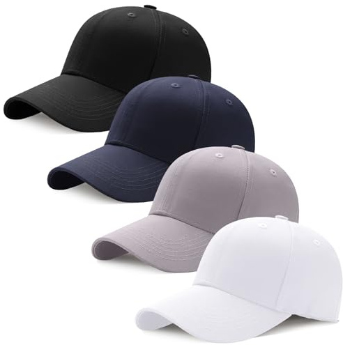 ViEinkaufen 4 Pack Baseball Caps Mens Cotton Men's Hats & Caps with Adjustable Buckle for Men Running,Gym,Office and Outdoor