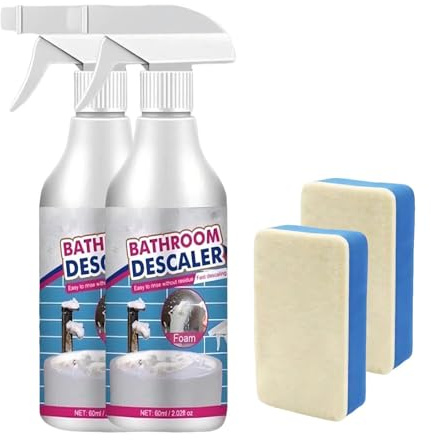 Reiniger für hartnäckige Flecken, Bathroom Descaler, Badreiniger Schaum, Badezimmer-Entkalker-Spray, Multifunktional Duschreiniger gegen Kalkablagerungen für Glas Kanalisation Toiletten (2)