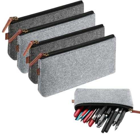Omnikryp 4 stycken filtpennfodral, 21 x 11 cm stor kapacitet kylväska, multifunktionell filtförvaringsväska, för pennor, brevpapper, kosmetika, pennfodral