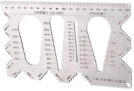 Misuratore di filettatura per misurazioni industriali - Calibro per viti in acciaio inossidabile (230 g) | Strumento multifunzionale di verifica della filettatura metrica e imperiale | Calibro per fil