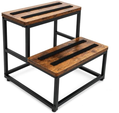 ROMIVO Escalones para Jacuzzi, escalones Antideslizantes de Madera para SPA con Capacidad de 226kg de 2 Pasos para Adultos y niños para Autocaravana, terraza（Color Madera Maciza）