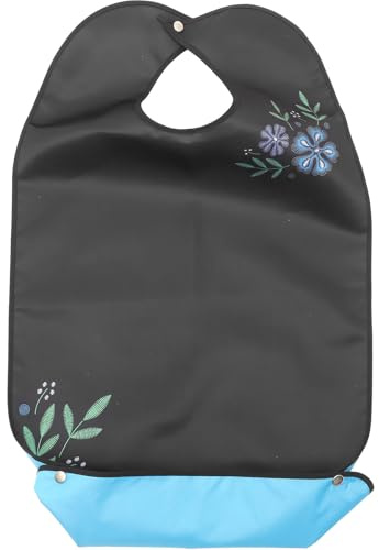 ibasenice Bavoir de Protection pour Vêtements Adulte en Polyester Grand Bavoir Imperméable Bleu Double Couche pour Repas à Domicile Aide Alimentaire pour Personnes Âgées