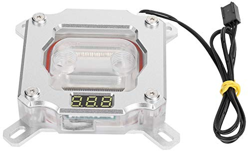 RASTKY Bloque de Refrigeración por Agua para CPU, Bloque de Agua para Monitoreo del para Constructores de PC, Cobre Resistente Al Desgaste + PMMA + Aluminio