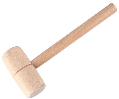 Generic Wooden Mallet, Solid Beech Wood Round Head Hammer for Woodworking, with Comfortable Hand Feeling and Steady Tapping Force, Lightweight and Durable for Projects