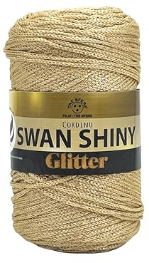 Fili & Filati Cordino Swan Shiny, 100% Polipropilene, 250g 250m, 2mm, Effetto Lucido, per Borse all'Uncinetto Handmade (Oro-Oro - 052, LAMINATO)