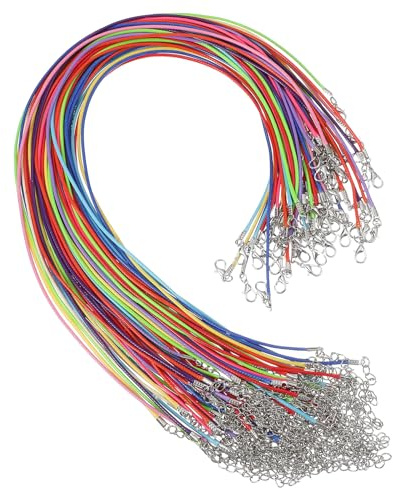 60 PCS Leather Cord Necklace Bulk for Jewelry Making, Colorful Adjustable Pendant Necklace Cords with Extender Chain, DIY Jewelry Cord for Pendants