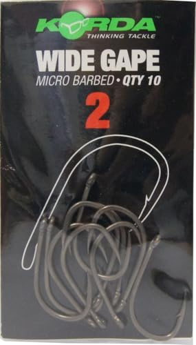 Korda Wide Gape Angelhaken, Klassisches Muster mit scharfer Spitze für zuverlässigen Halt, ideal für das Karpfenangeln (10 Stück)
