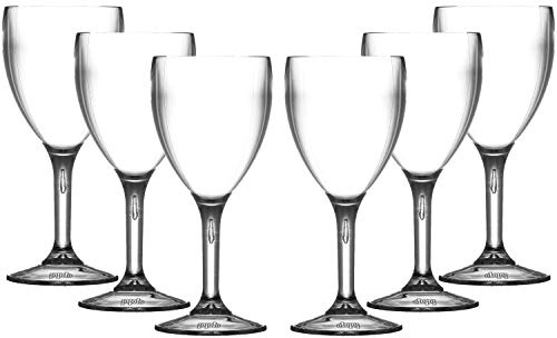6 PETITS verres à vin Roltex Polycarbonate incassable et rèutilisables (200ml/7oz à ras bord Hauter 14.90cm Diamètre Max 6.7cm)