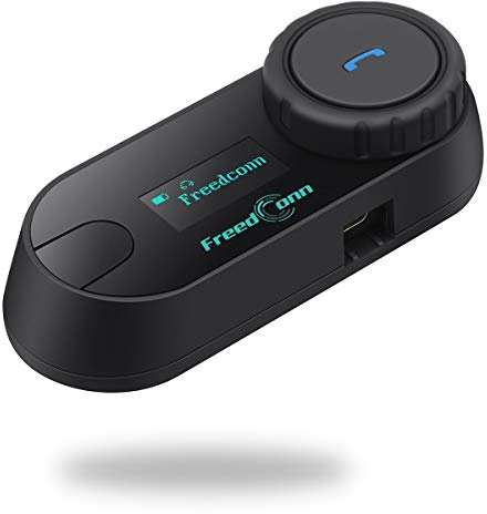 FreedConn Motorcycle Bluetooth Headset, 800M 2-Way Interphone Bluetooth Motorcycle Headset TCOM-SC, Waterproof Intercom,Helmet Communication Intercom Systems, with LCD Screen/FM Radio/Siri(1 Pack)