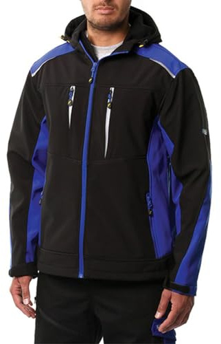 Goodyear Workwear GYJKT012 Waterproof Windproof Thermal Reflective Detail Softshell Work Jacket, Black/Royal Blue, Large