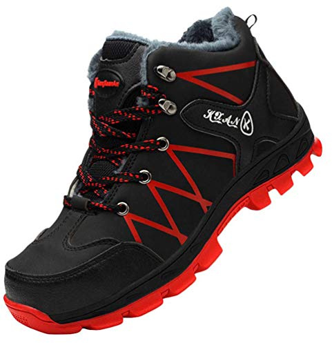 MisFox Zapatos de Seguridad para Hombre con Puntera de Acero, Zapatillas de Trabajo Invierno Zapatos de Senderismo Cálidos y Fríos
