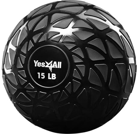 Yes4All A9Q1 Dynamische Slam Balls 6.8 kg, Schwarz, Medizinball für Kraft, Power und Training