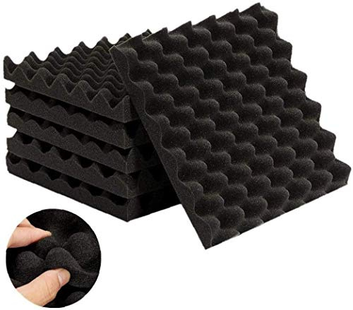 24 Pack 12X 12X1 Acoustic Panels Studio Soundproofing Foam Wedge Tiles, Egg Crate Panels Soundproofing Acoustic Studio Wedge Foam Tiles Wall Panels (Black)