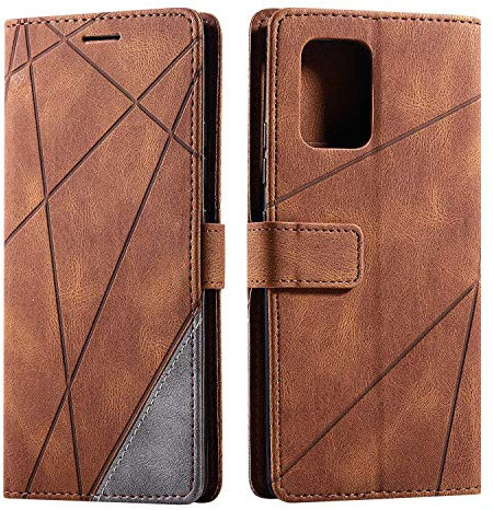 Hülle für Samsung Galaxy S10 Lite, SONWO Premium Leder PU Handyhülle Flip Case Wallet Silikon Bumper Schutzhülle Klapphülle für Galaxy S10 Lite, Braun