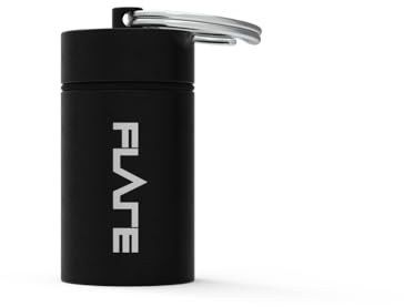 Flare Audio stor kapsel svart – tuff lätt aluminium, vattentät, nyckelring
