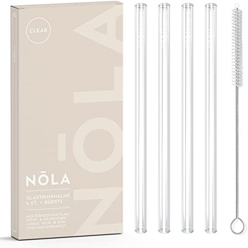 NOLA Premium Glastrinkhalme transparent 15 cm Glasstrohhalme