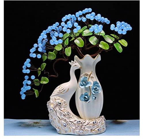 KIZQYN Money Tree 14,9 Zoll Natürlicher Kristall Glücksbaum Home Ruby Geld Baum Shop Hauswarming Eröffnung Hochzeitsgeschenke Festliche Dekorationen Feng Shui Decor Tree (Color : Blue)