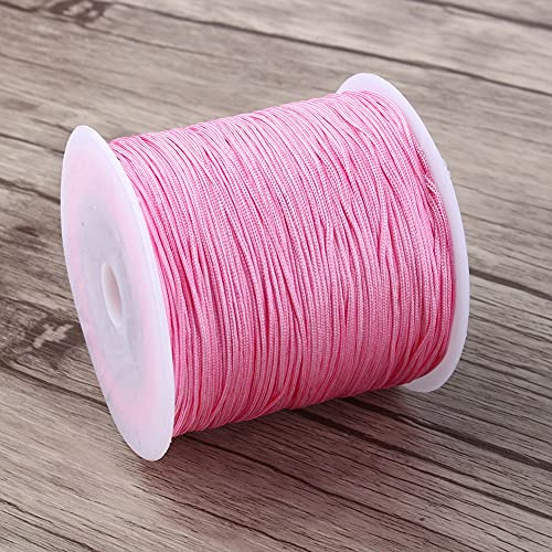 Tyenaza Cordón de Nailon, 100M x 0,8mm, cordón de Nailon con Nudo Chino, Cola de Rata, macramé, Shamballa, Hilo Rosa para Abalorios, macramé, fabricación de Joyas, Costura