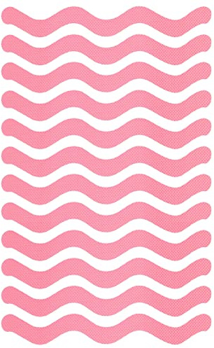 sourcing map 12pcs Non Slip Bathtub Stickers Bath Shower Floor 7.1 Anti-Slip Sticker Tape S-Shape Style Decals for Bathroom Kitchen Bathtub Treads Stairs, Pink