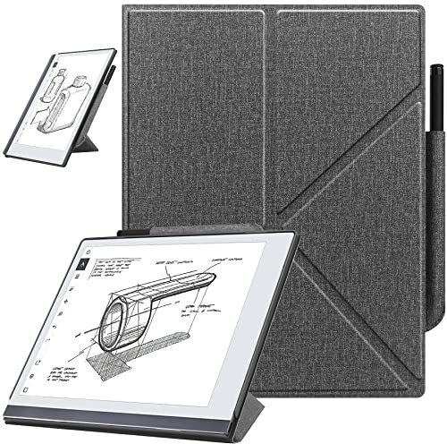 ZOENHWA Hülle für Remarkable 2 10.3 (2020 veröffentlichtes) – mit stabilem Klappständer und Stifttasche, Remarkable 2 10.3 Zoll Digital Paper Tablet Cover, (Nicht für Remarkable 1)-grau