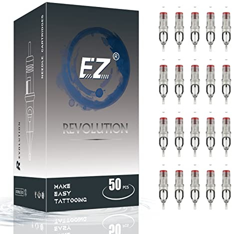 EZ Nålar för Tatueringspatroner Assorterad - 50Styck #10 Blandad (7RM 9RM 11RM 13RM 15RM) Bugpin Round/Curved Magnum Tatueringsnålar för Tatueringsmaskin - Revolution