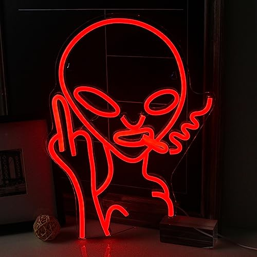 SIGNSHIP Las luces de neón alienígenas se utilizan para decorar paredes con USB para decorar LED letreros de neón novedosos letreros de neón alienígenas rojos para habitaciones familiares
