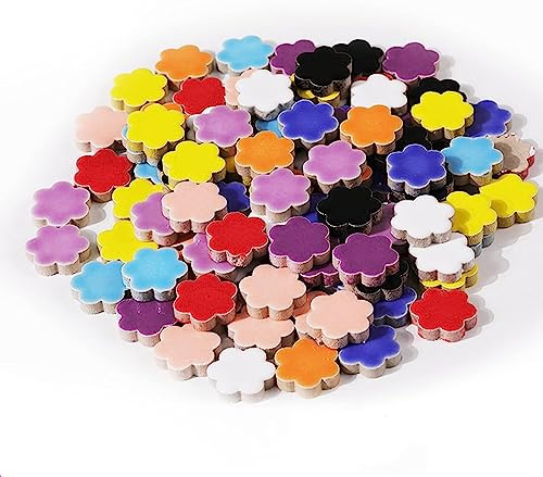 BTMIEY 500 g zufällige Keramik-Mosaikfliesen, DIY Kreative Keramik-Mosaikfliesen für DIY Bastelteller, Blumentöpfe, Vasen, Tassen, Mosaikzubehör (Blumen)