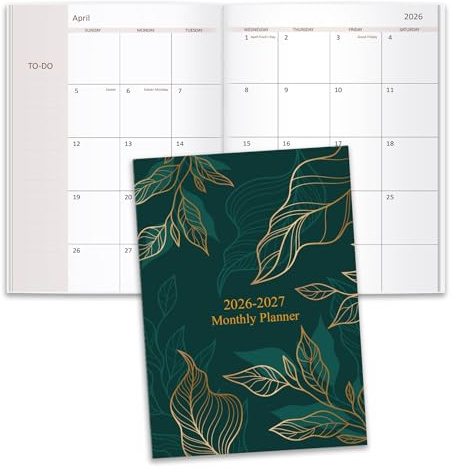 2026-2027 Monthly Planner - 15 Months Calendar from April 2026 - June 2027, Monthly Planner 2026-2027 Easy to Organize Your Daily Life, 7 x 10, Gold Leaf