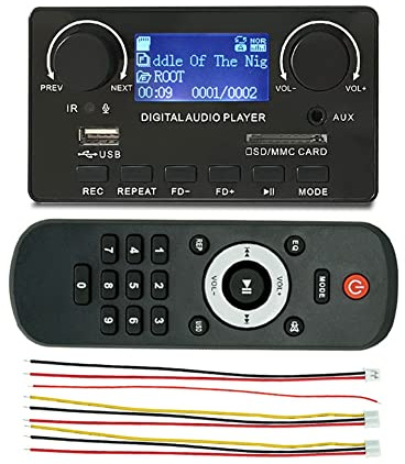 FUNFOB Display LCD Bluetooth 5.0 Scheda di Decodifica MP3 Supporto Registrazione Vivavoce FM DC 12V MP3 WMA WAV Ape FLAC Lettore Audio