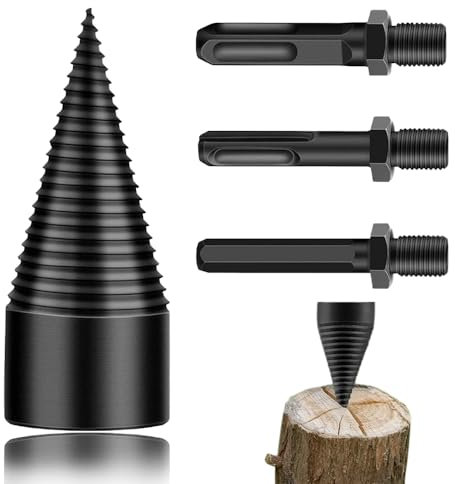 Foret De Fendage De Bois,Foret à Bois Pour Fendre Du Bois,Fendeuse à Bois Perceuse Avec 3 Poignées De Forage,Fendeur De Bois De Cône De Forage 50mm Pour Coupe Bois